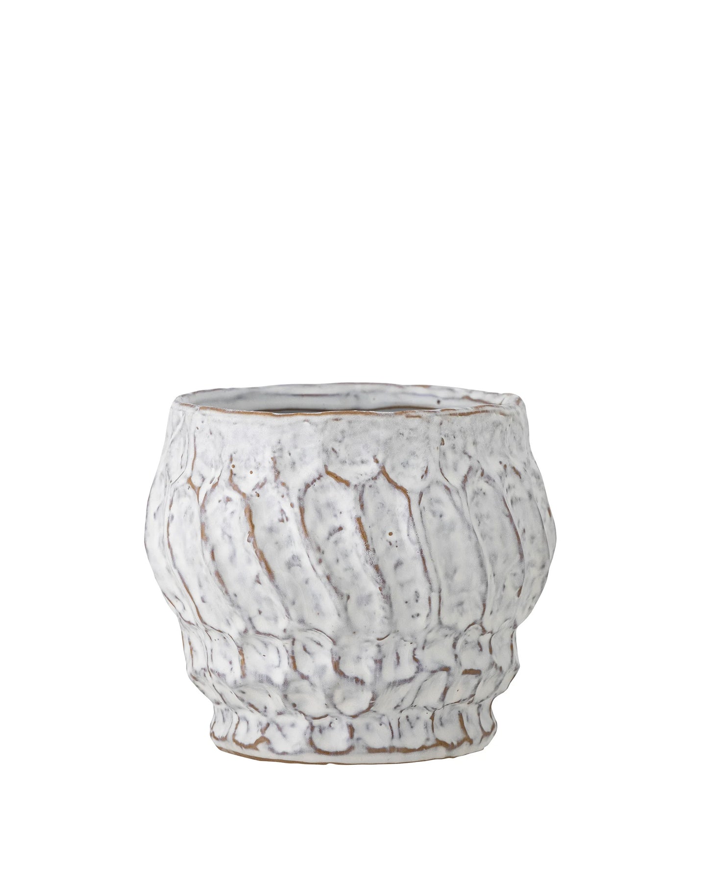 The Cami Flowerpot by Bloomingville is made of stoneware in white with an abstract structure