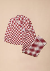 Cotton Pyjamas in Burgundy Checkerboard