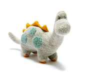 Small Grey Diplodocus Dinosaur Plush Toy in Organic Cotton