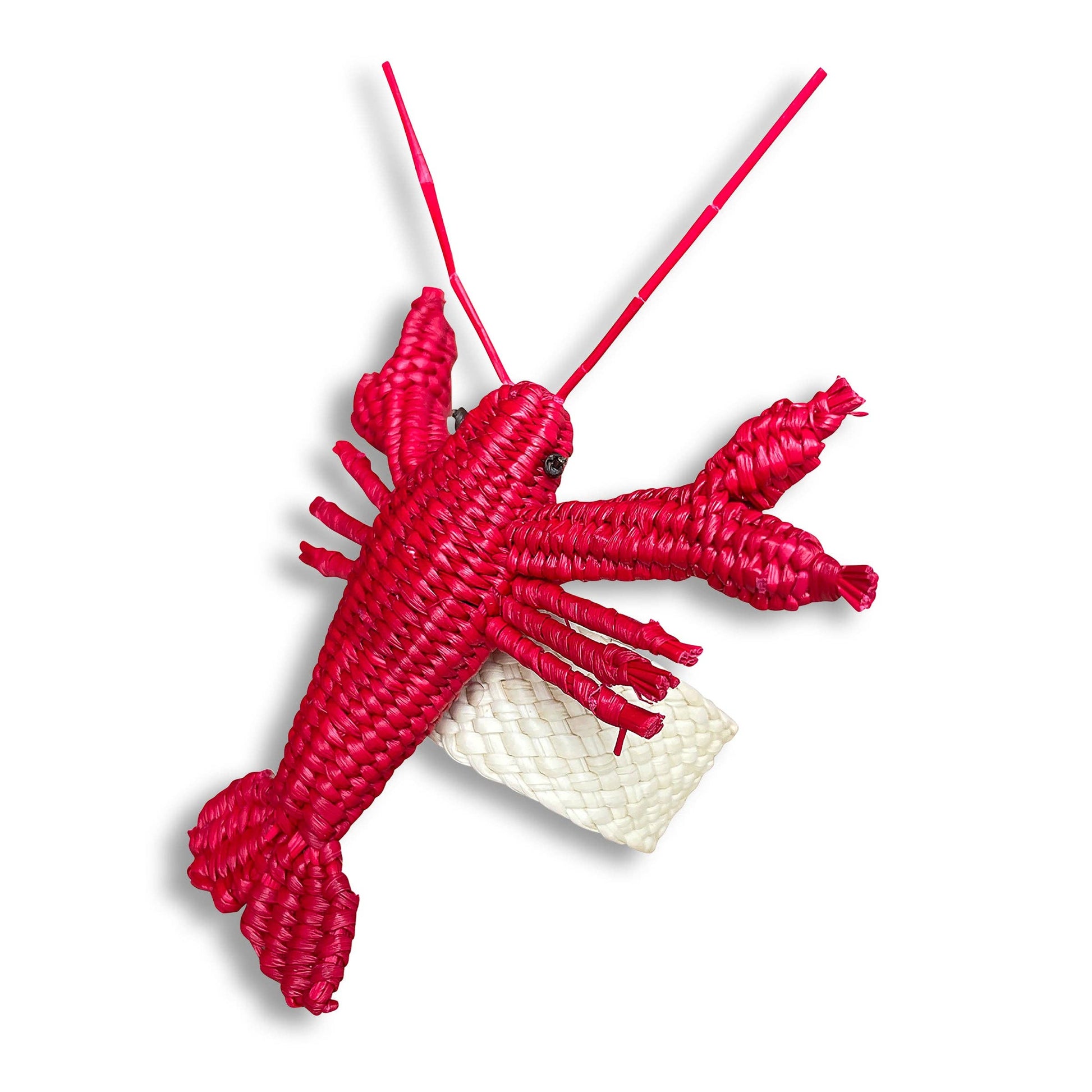 The Every Space Red raffia lobster napkin ring by Furbish Studio - handmade in Columbia