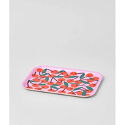 Cherries Pink Small Rectangle Serving Tray