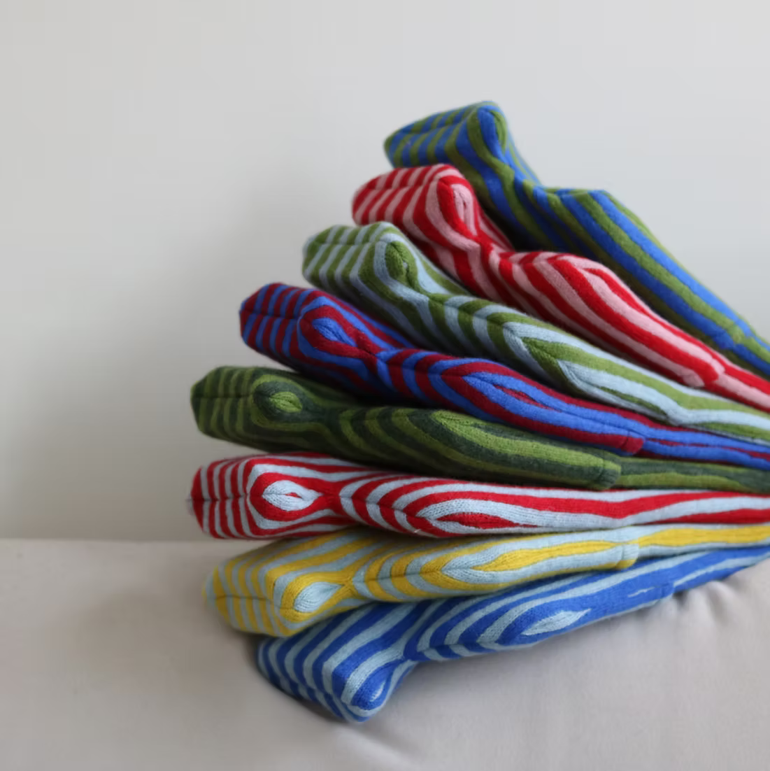 Lambswool Hot Water Bottle | Pink & Red Bold Stripe