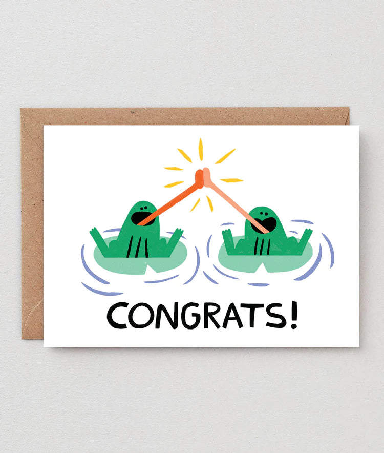 "Congrats!" Frogs Greeting Card