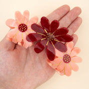 Pink Flowers Trio Hair Claw by Coucou Suzette, further view