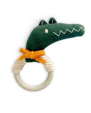 Cotton Knit & Silicone Teether Rattle | Crocodile