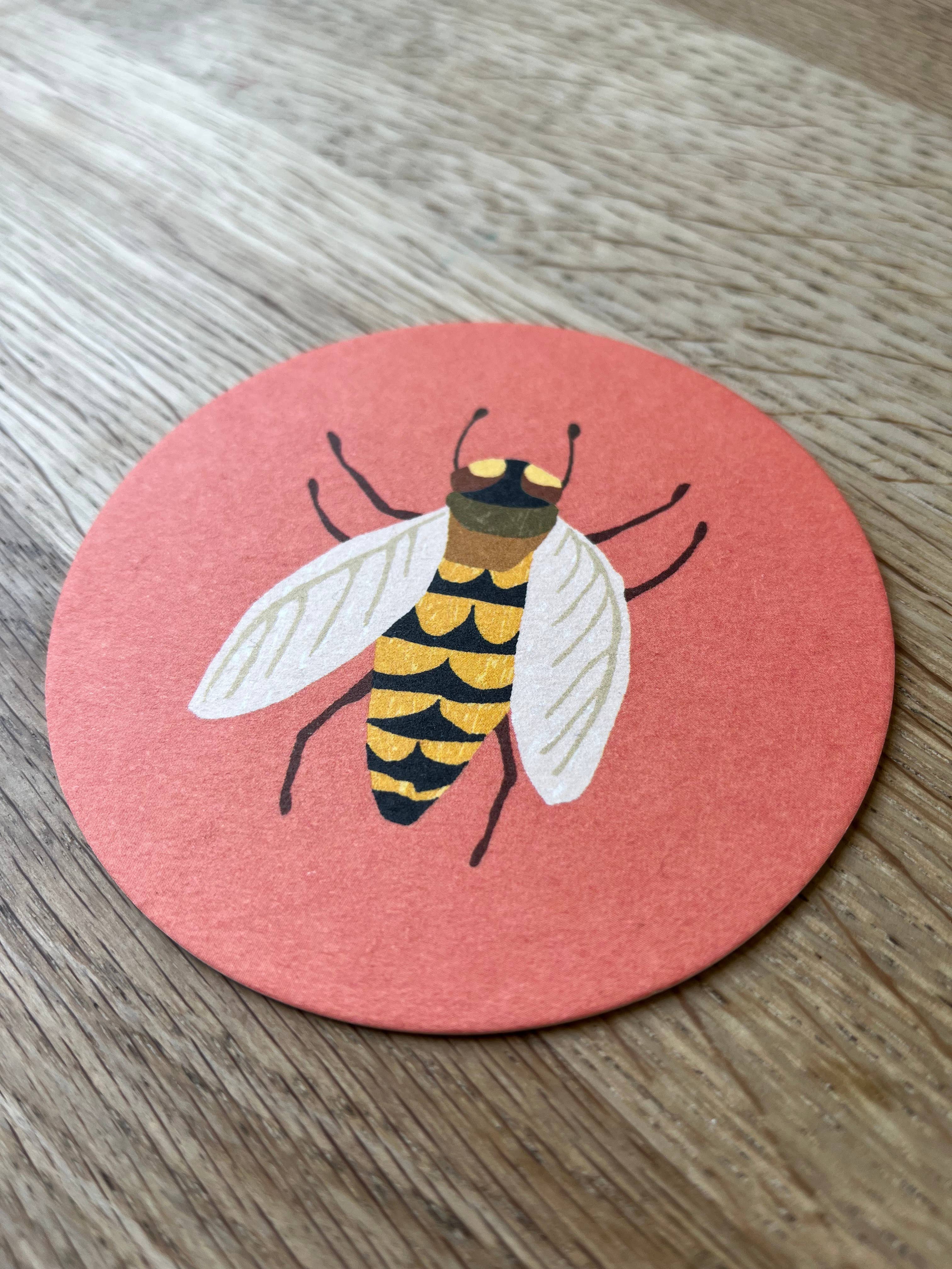Drinks Coasters With Reversible Designs- Moth & Bee