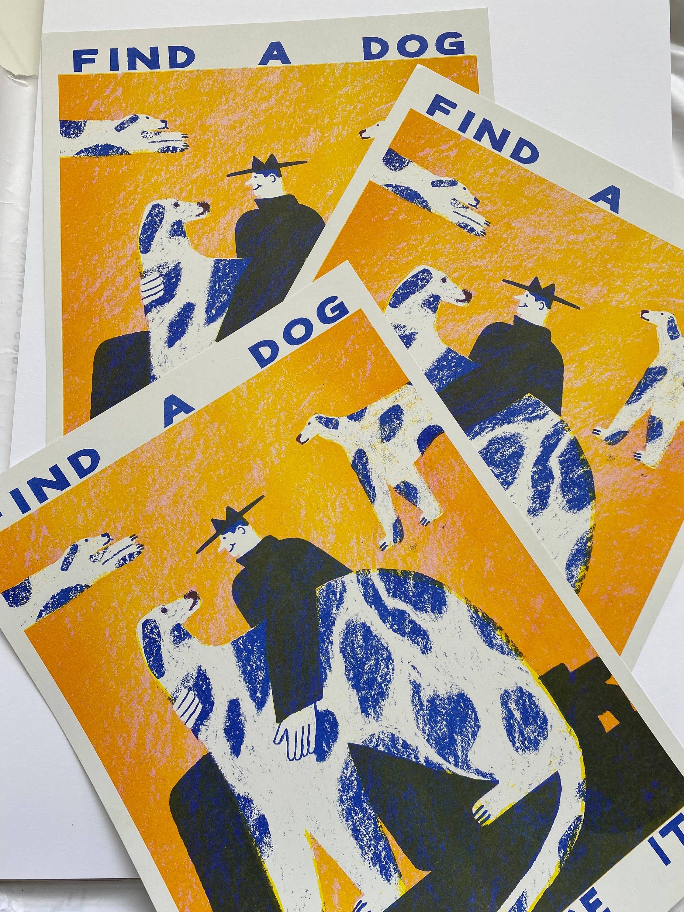 Find A Dog and Stroke It | Riso print A3