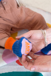 Cotton Knit Baby Slipper Socks: Choose Love Blue