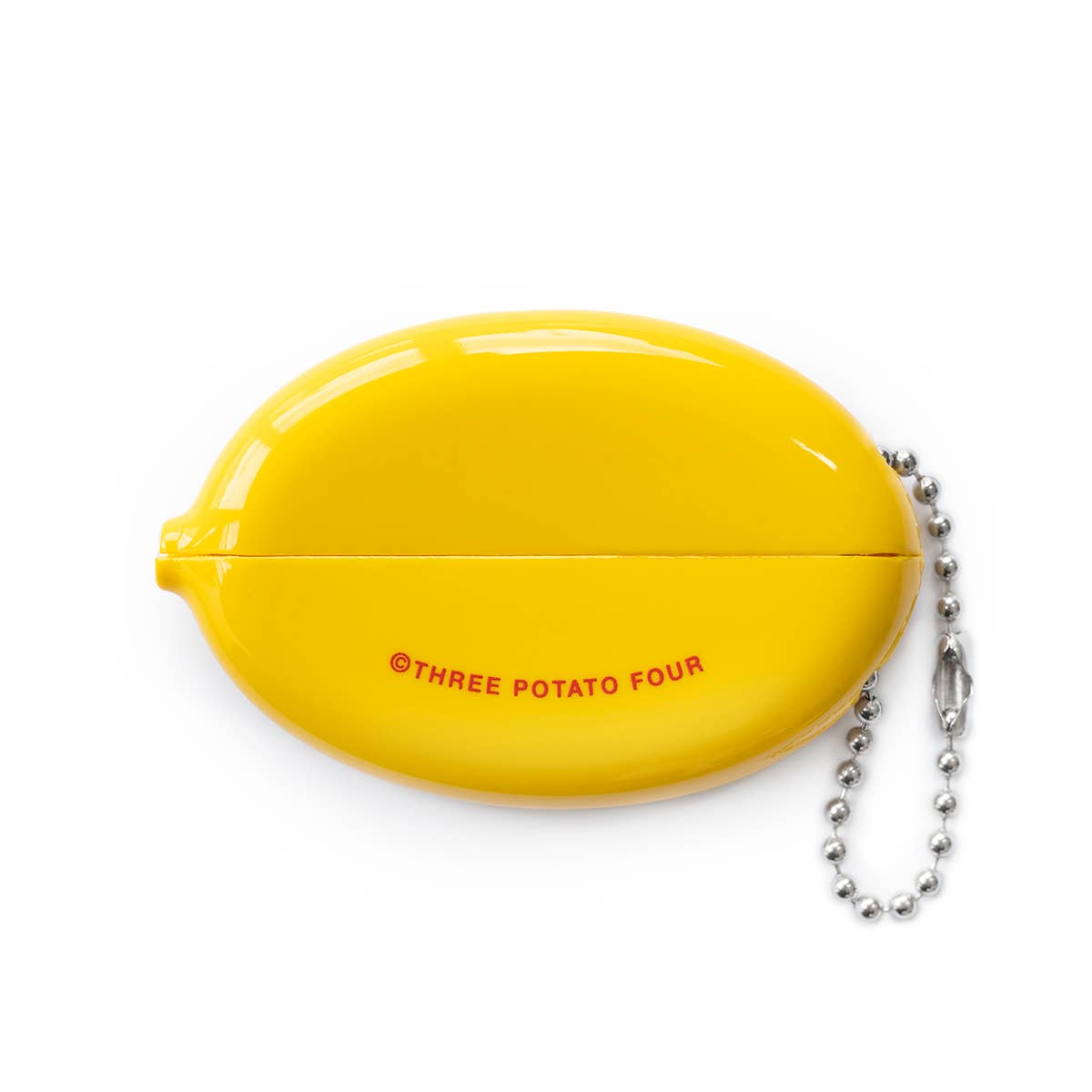 Yellow coin pouch shown open with its chain