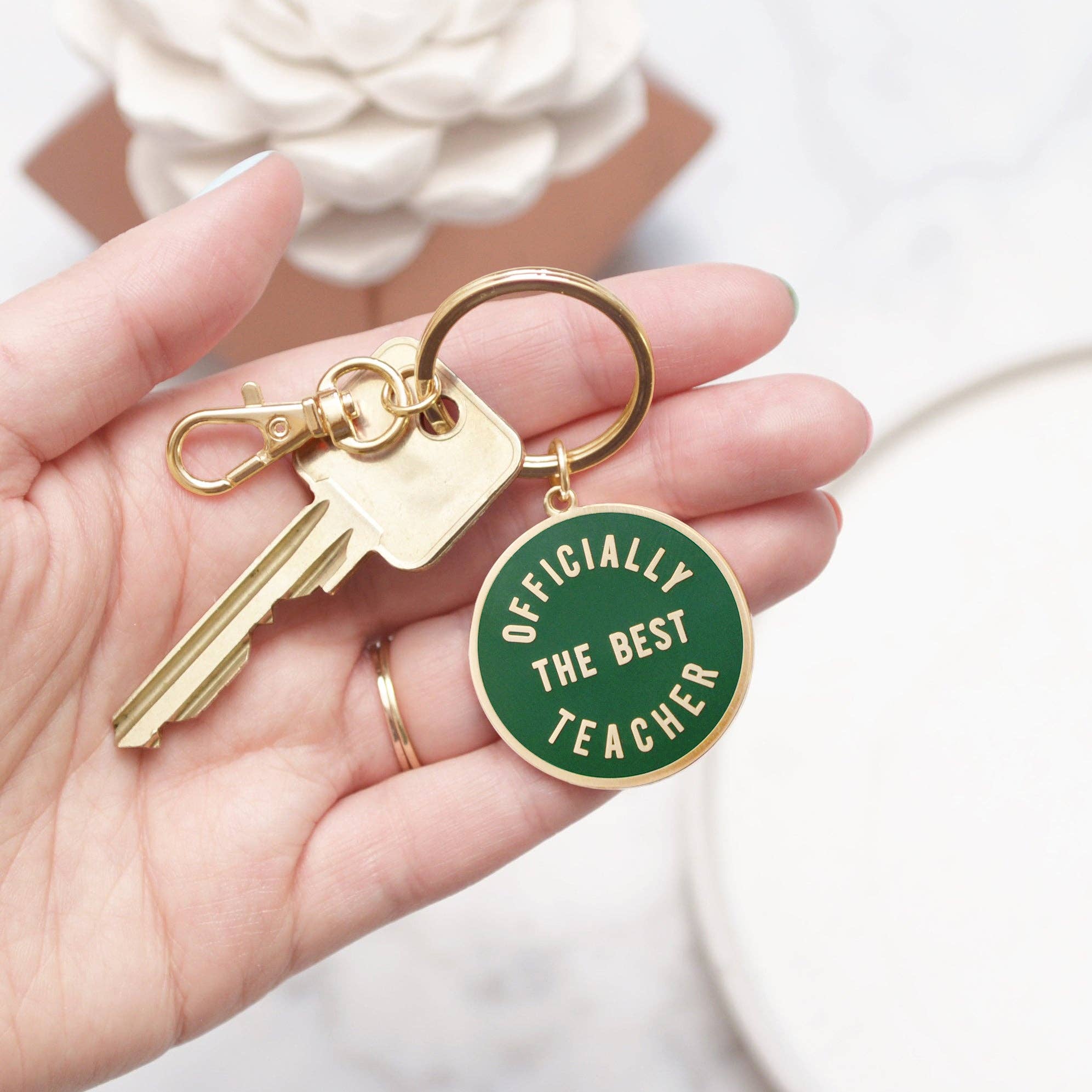 Officially the Best Teacher Enamel Keyring The Every Space