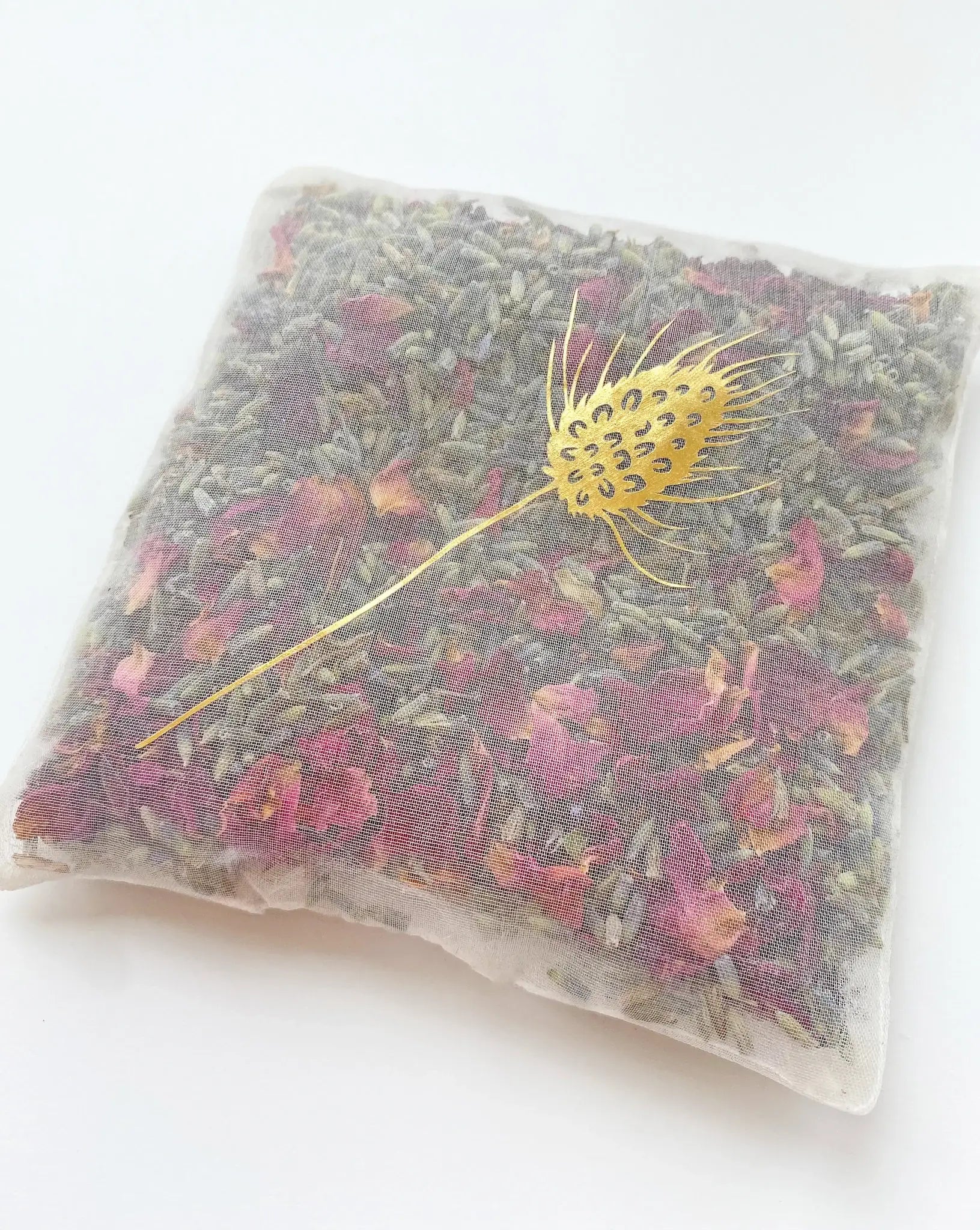 Seed Motif Silk Gold Lavender and Rose Bag