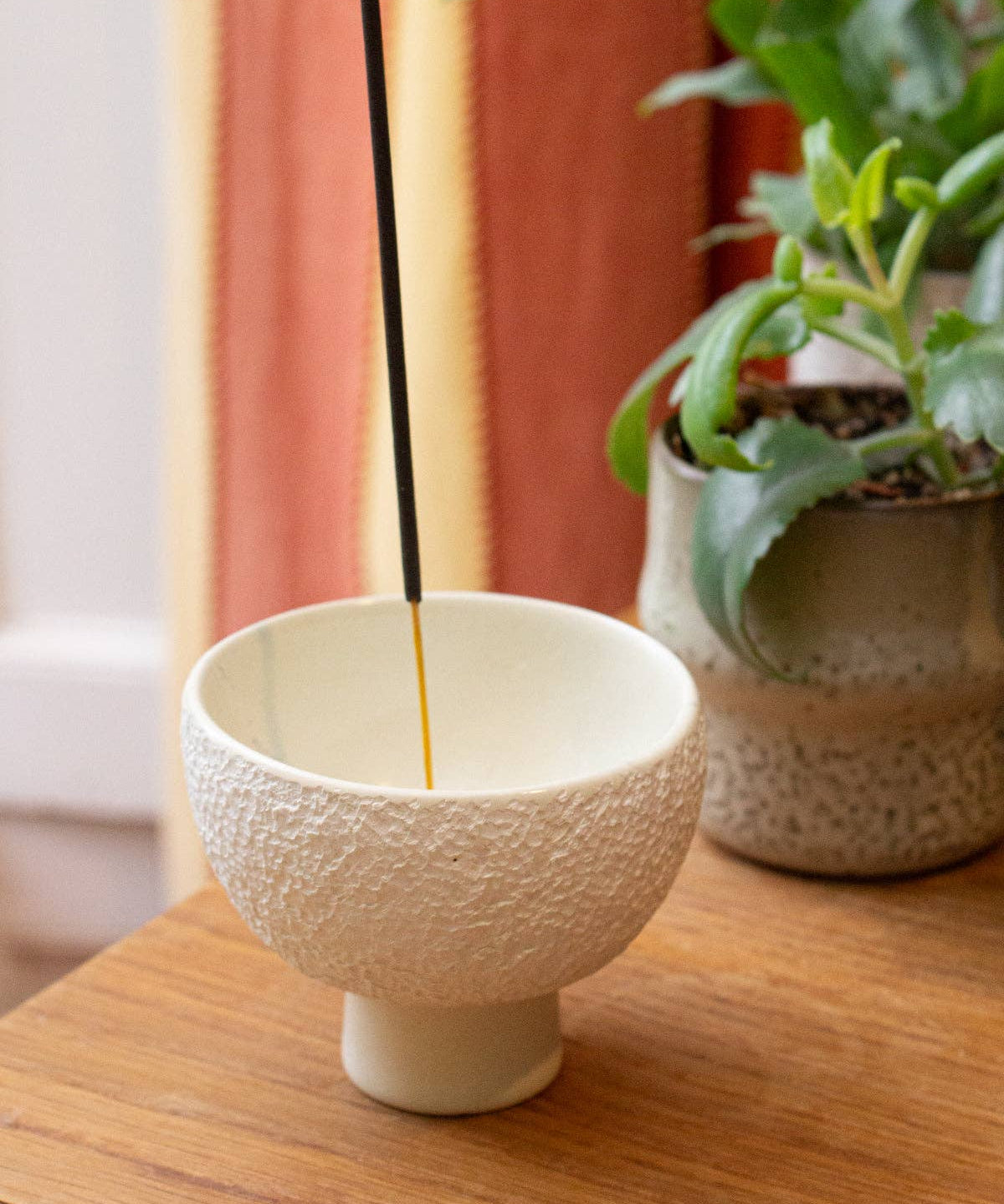 Textured soapstone incense holder bowl in soft white by AARVEN