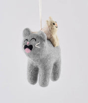 Wrap Pabs felt cat with a cat on his back Christmas decoration