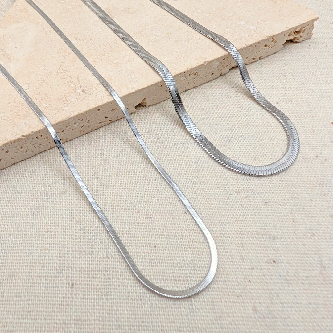 Everyday Silver Snake Chain Necklace by Little Nell, further view