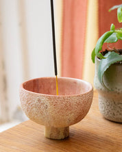 Textured Soapstone Incense Holder Bowl in Marbled Pink | Handmade in Kenya