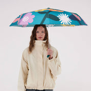 Bloom blue flower print umbrella by Original Duckhead, further view