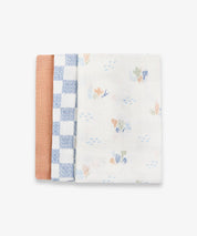 Organic Baby Muslins, set of 3 in Coastline, further view