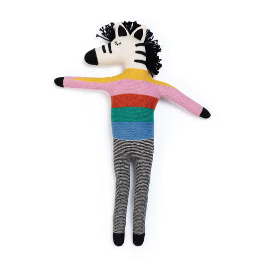 Cotton Knit Stuffed Animal Soft Toy: Zebra Rainbow