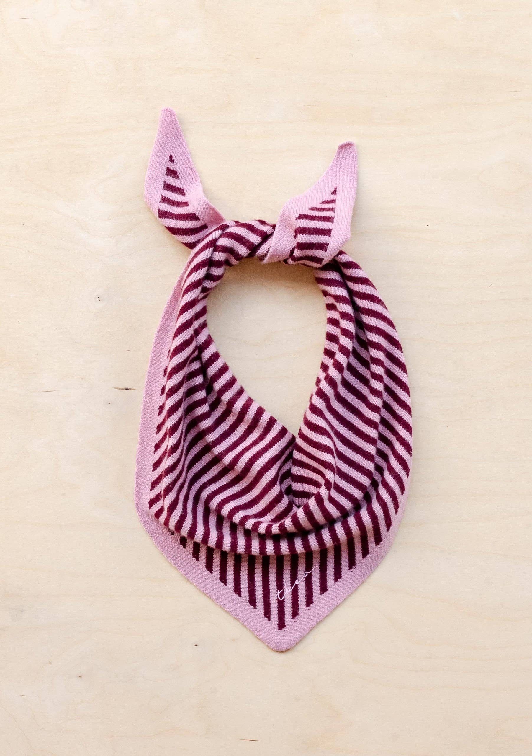 Merino Triangle Scarf | Pink Stripe