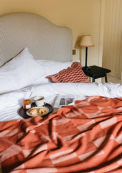 Lambswool Blanket in Apricot Checker