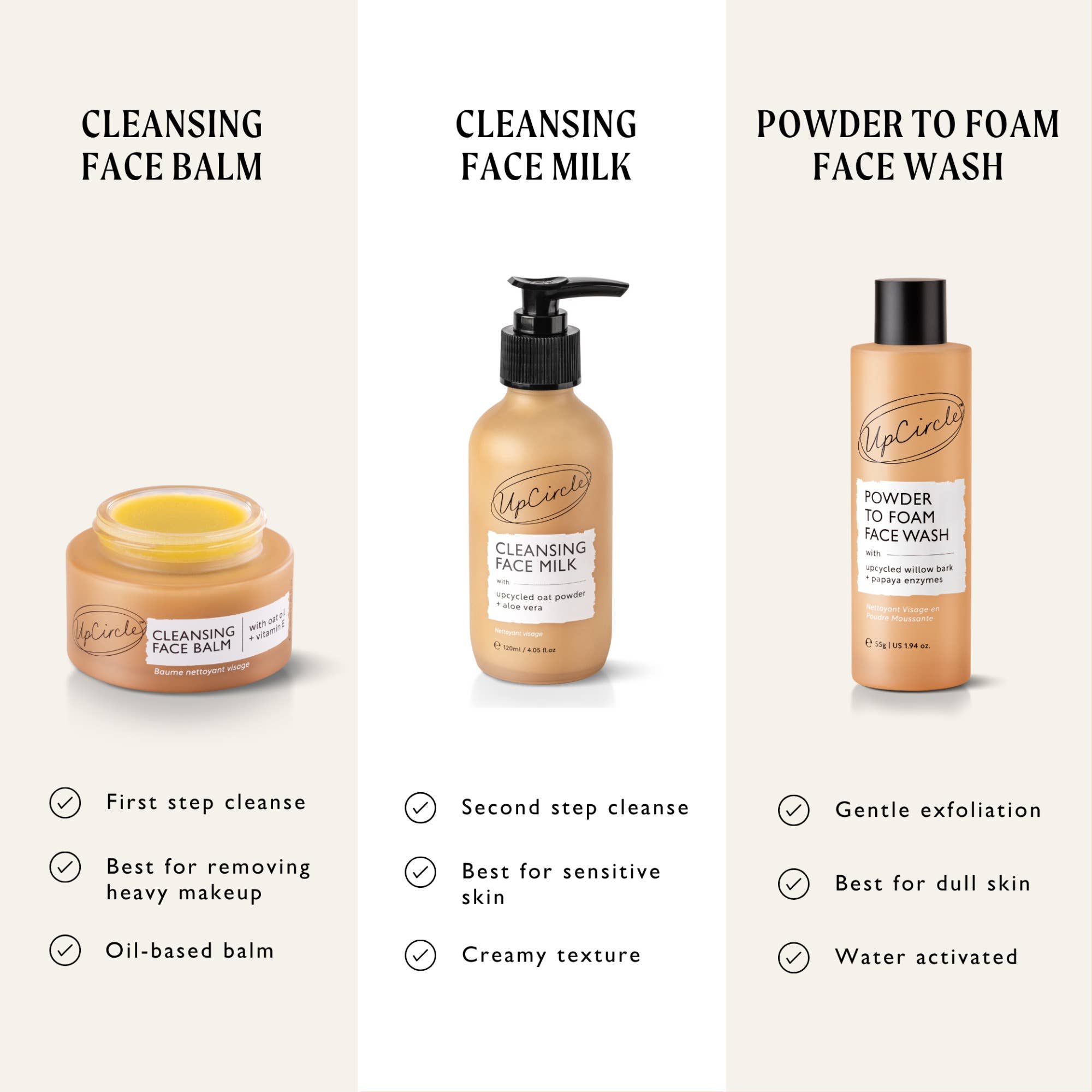 UpCircle Powder to Foam Face Wash | Willow Bark + Papaya Enzymes, 55g