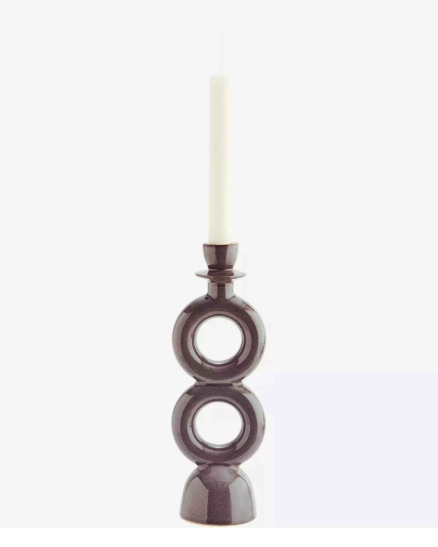 Stoneware Candle Holder in Dark Grey