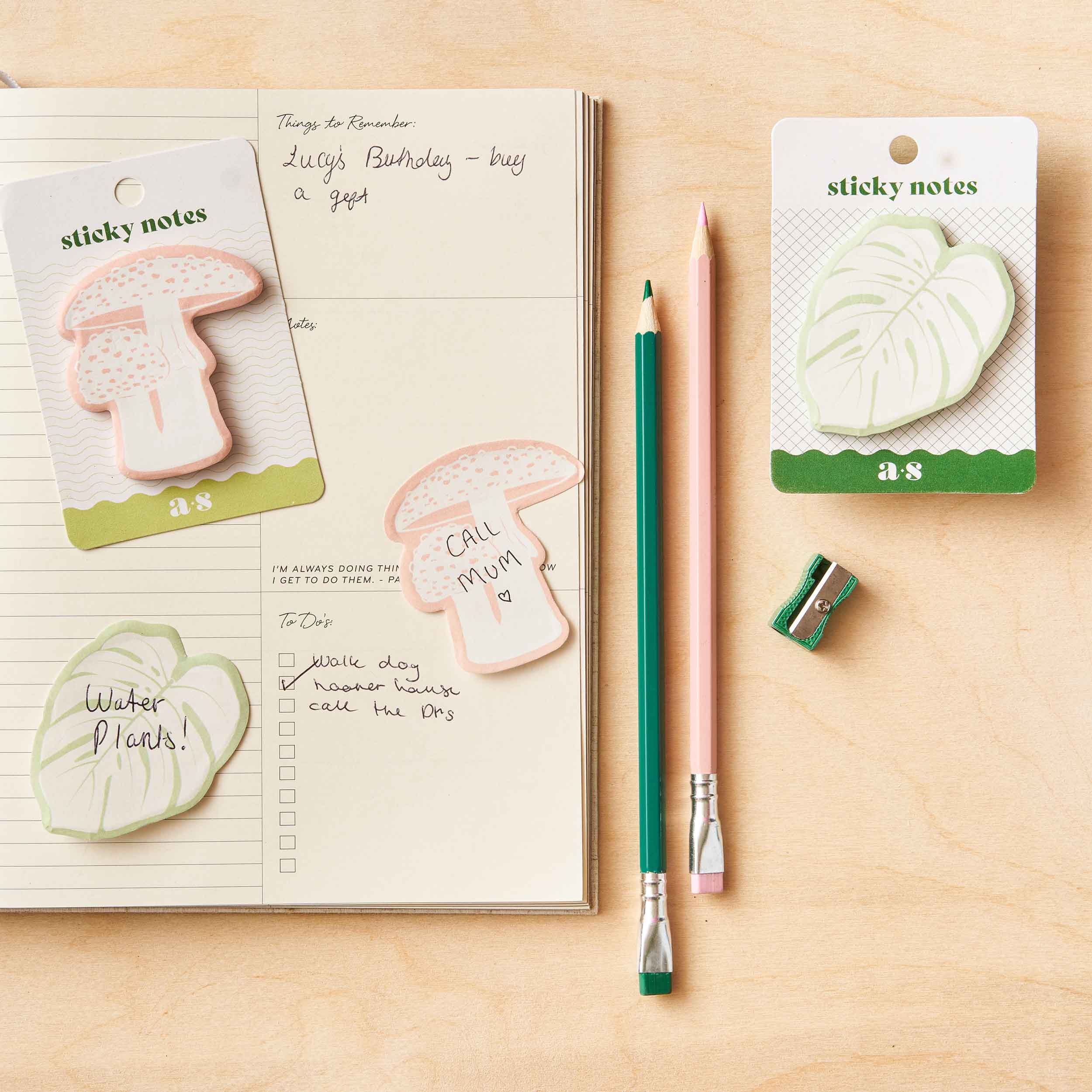 Monstera Leaf Sticky Notes, Botanical Stationery Memo Pad