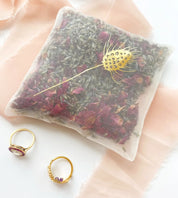 Seed Motif Silk Gold Lavender and Rose Bag