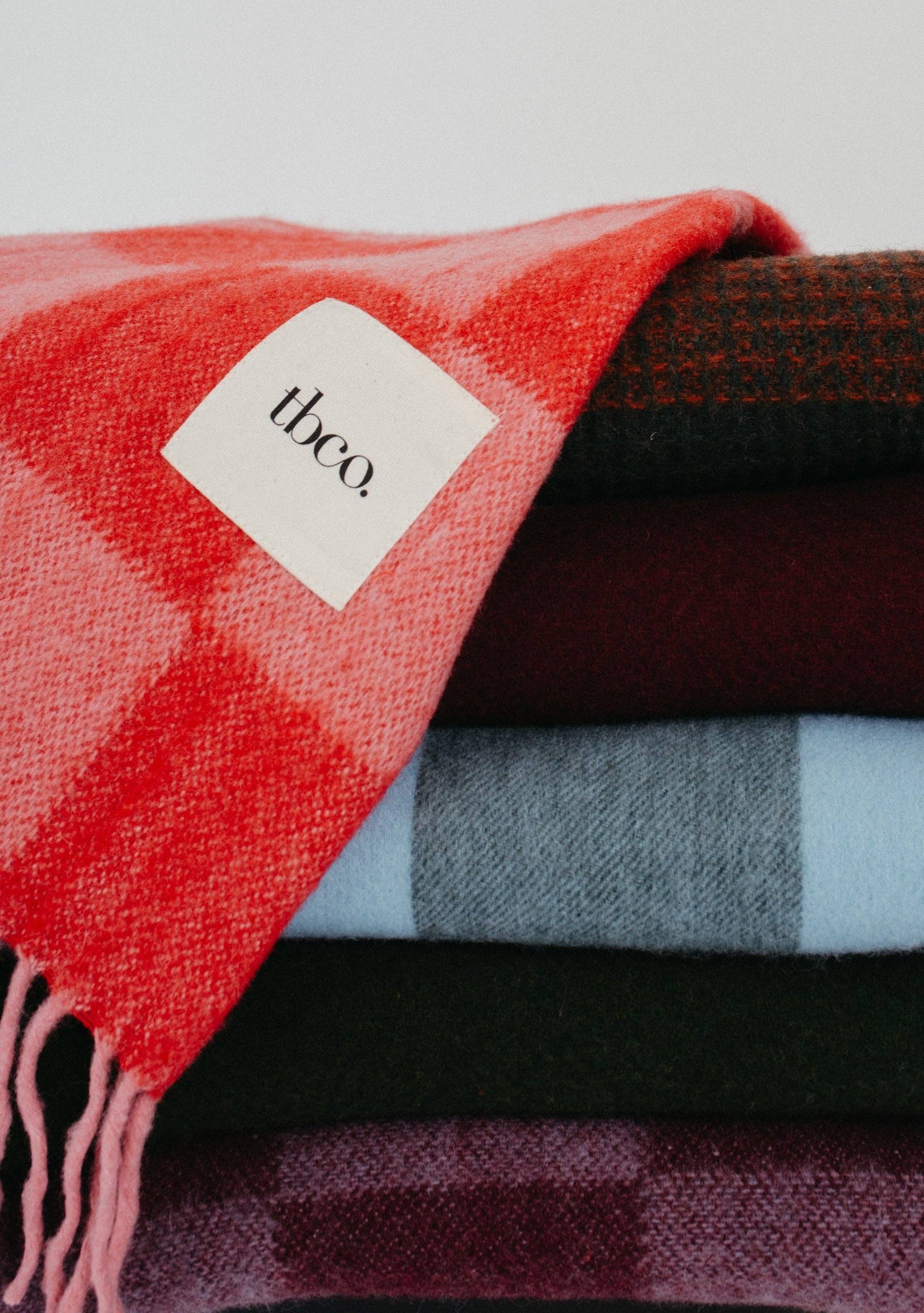 Recycled Wool Blanket | Burgundy & Blue Checkerboard