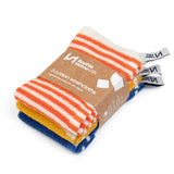 Eco-Friendly Washcloths |Striped Orange, Blue, Yellow