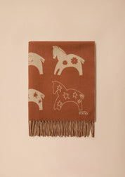 Lambswool Baby Blanket in Rust Gallop