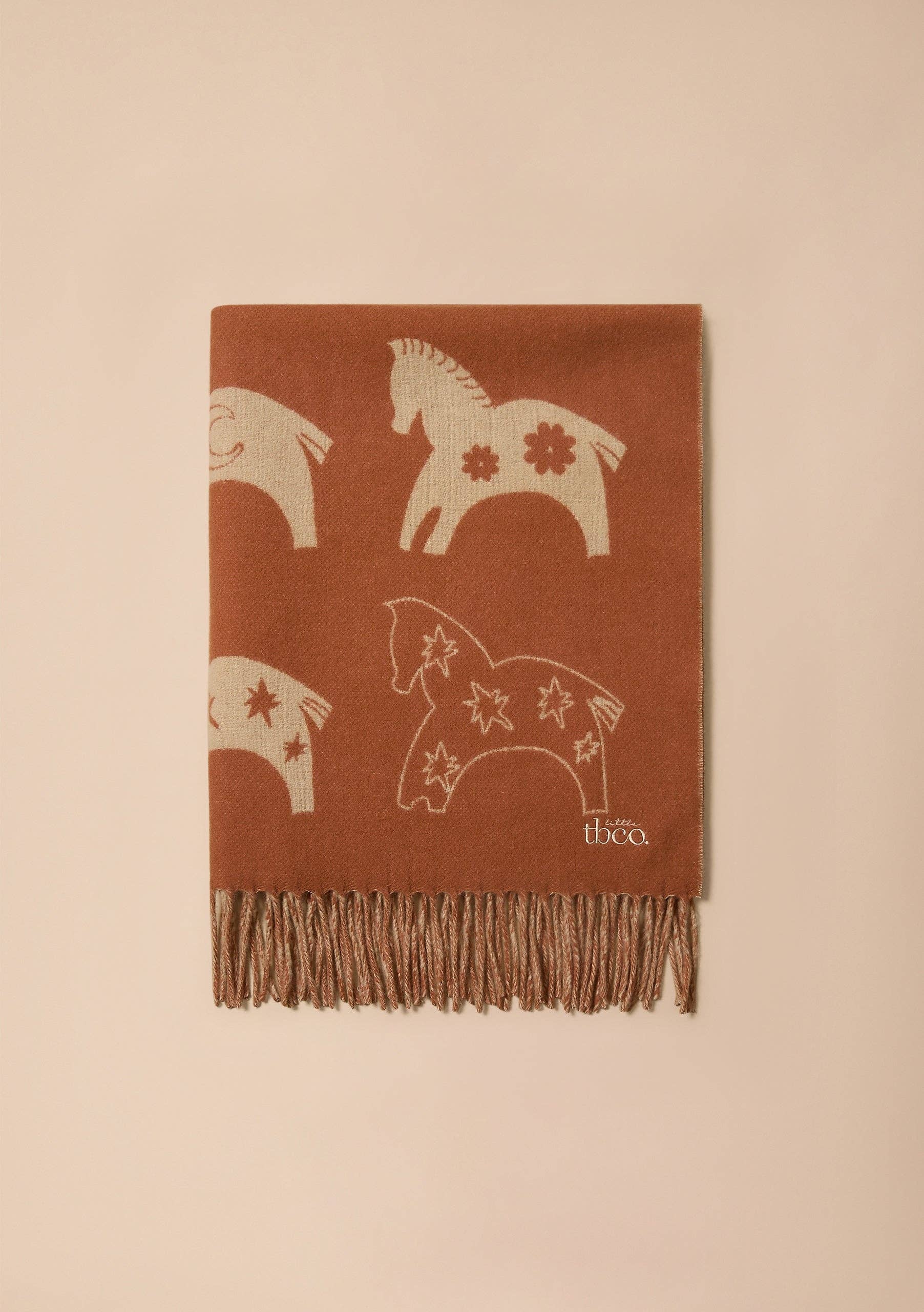 Lambswool Baby Blanket in Rust Gallop