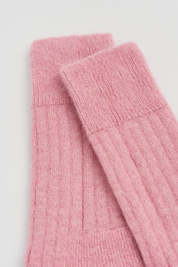 Sherbet Pink Ultra Soft Alpaca Ribbed Bed Socks