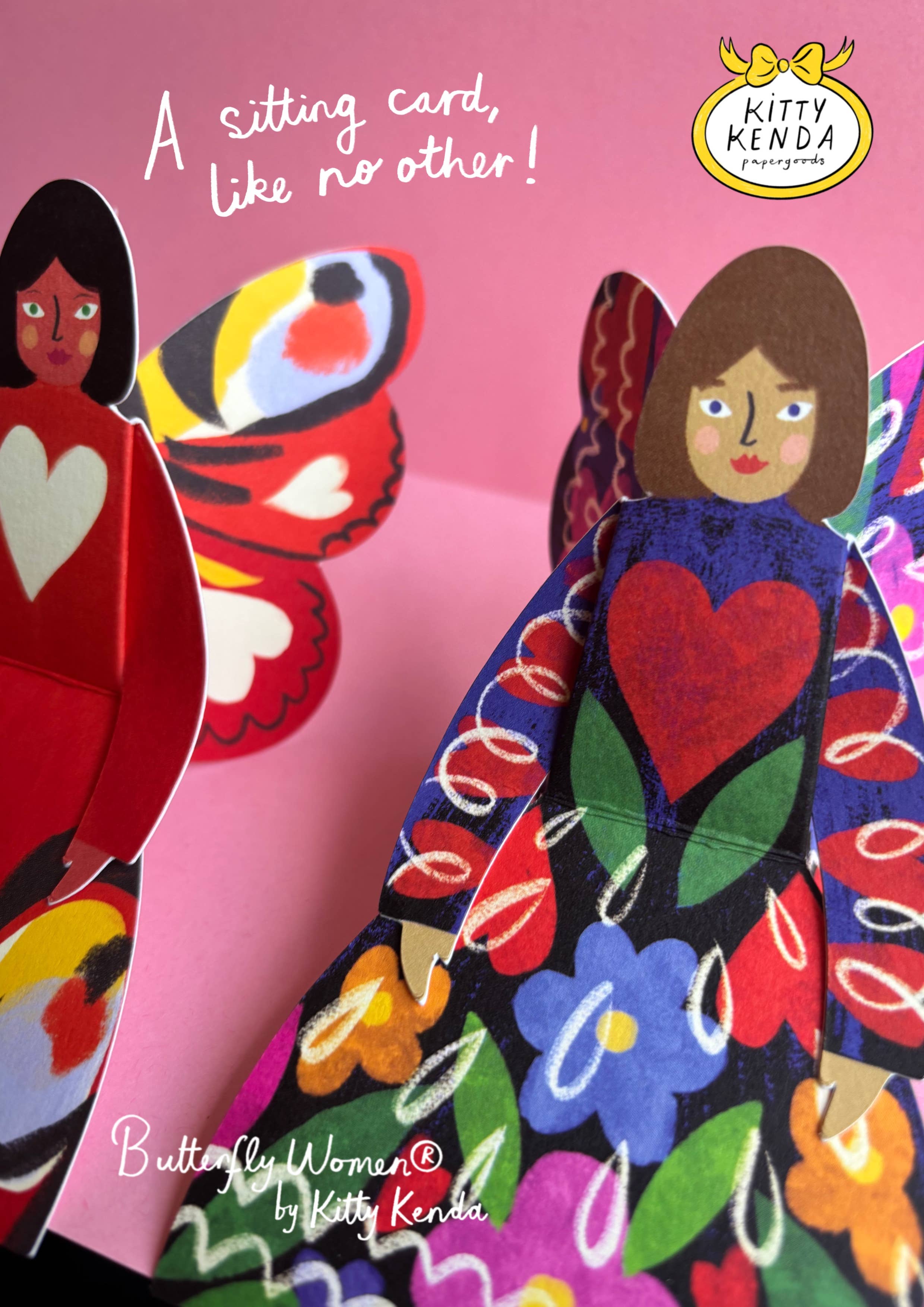 Butterfly Woman Sitting Happy birthday Greeting Card - Midnight Floral