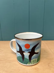 Hand-Printed Swifts Enamel Camping Mug