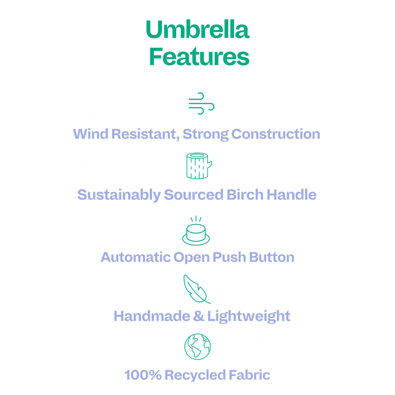 The Every Space compact, eco-friendly and lightweight, Royal Blue Umbrella, with 100% recycled, wind resistant fabric on a high-strength steel frame, sustainably sourced birch handle made from one solid piece of wood, and automatic open button, by Original Duckhead.