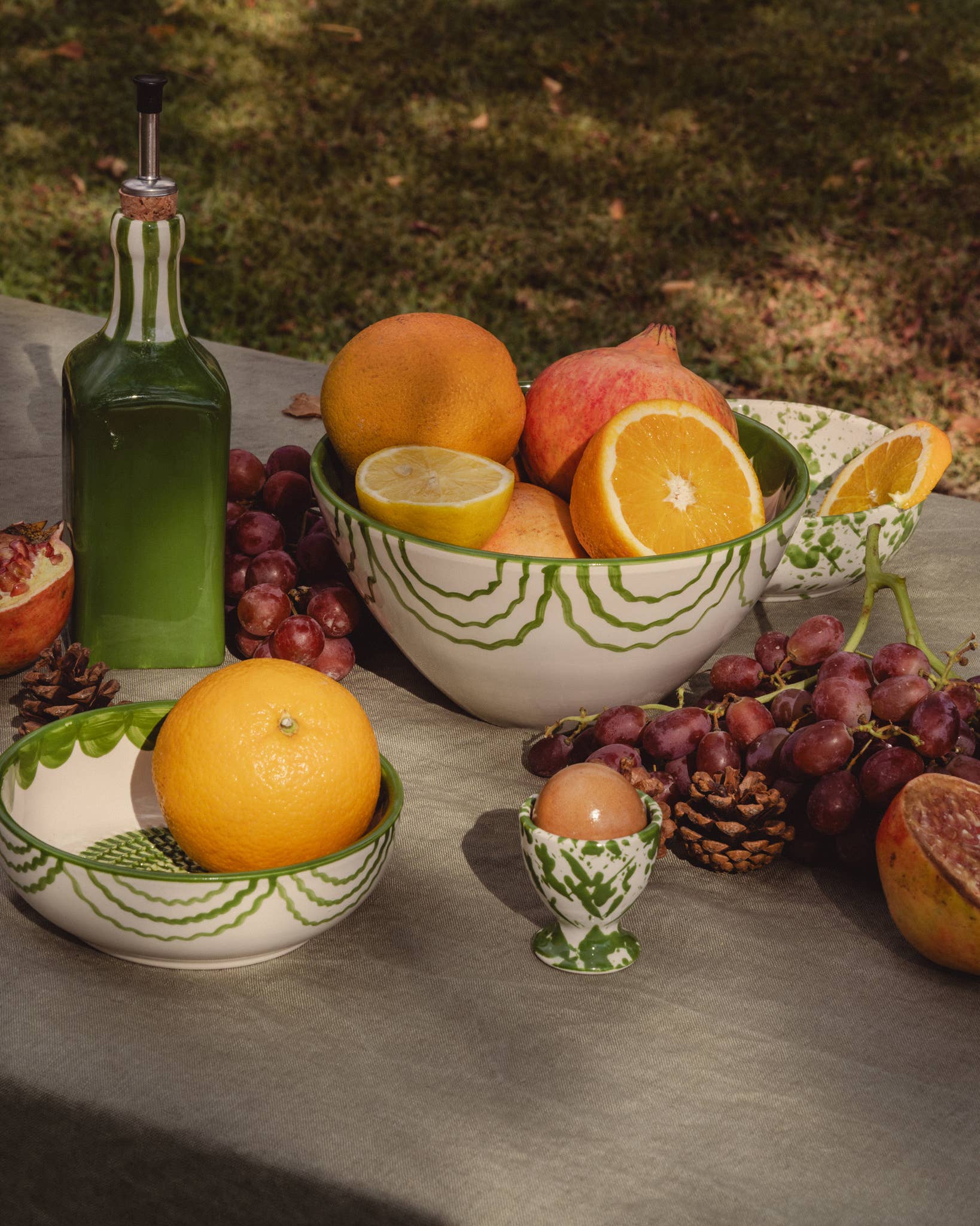 Artisanal Ceramic Serving Bowl | Green & White