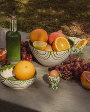 Artisanal Ceramic Serving Bowl | Green & White