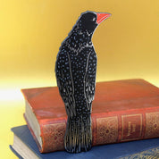Rook in a Book Bookmark | Black Leather
