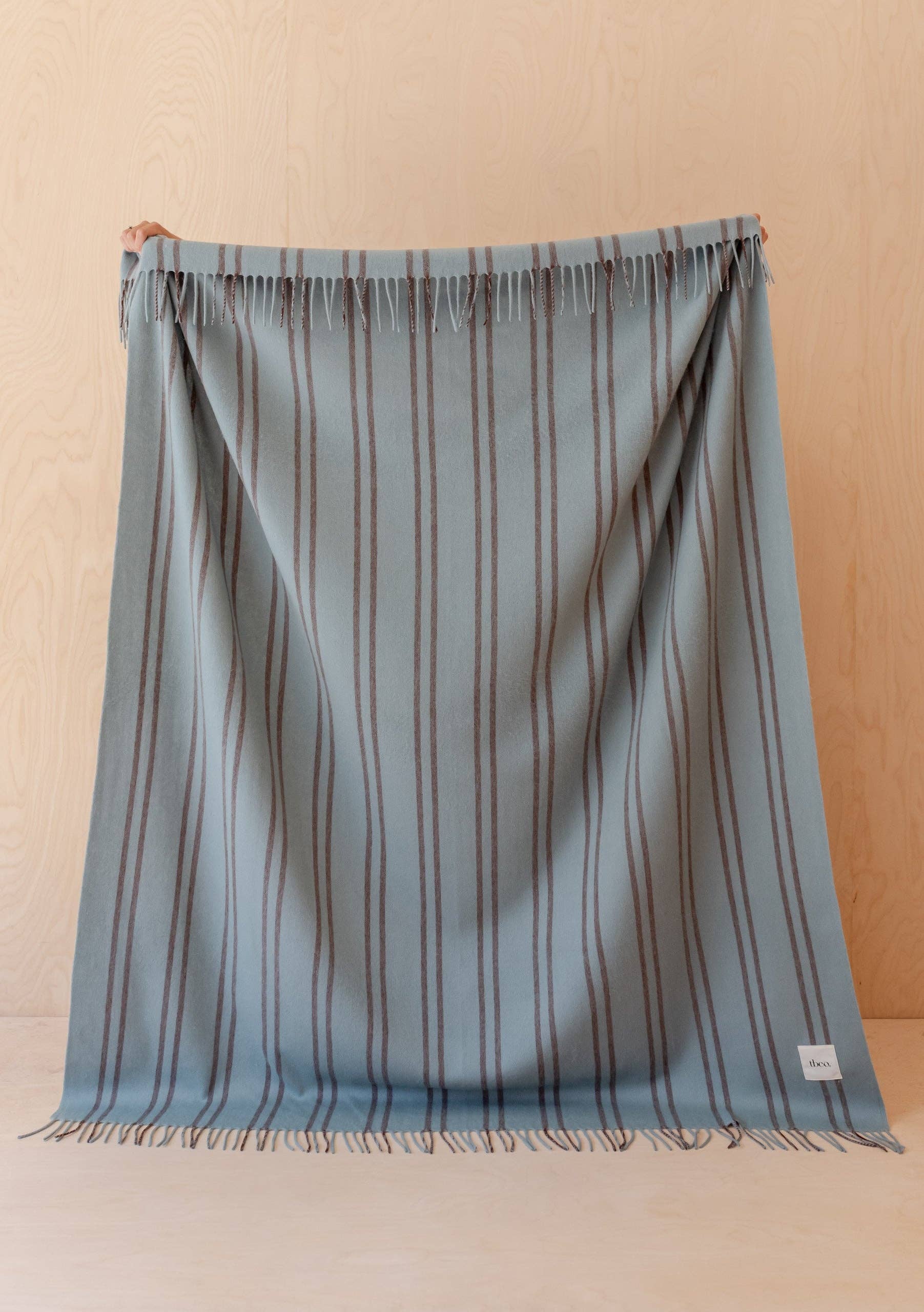 Lambswool Blanket | Mint Stripe