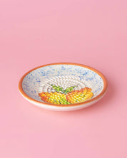 Small Vintage Handmade Ceramic Plate Grater / Lemon
