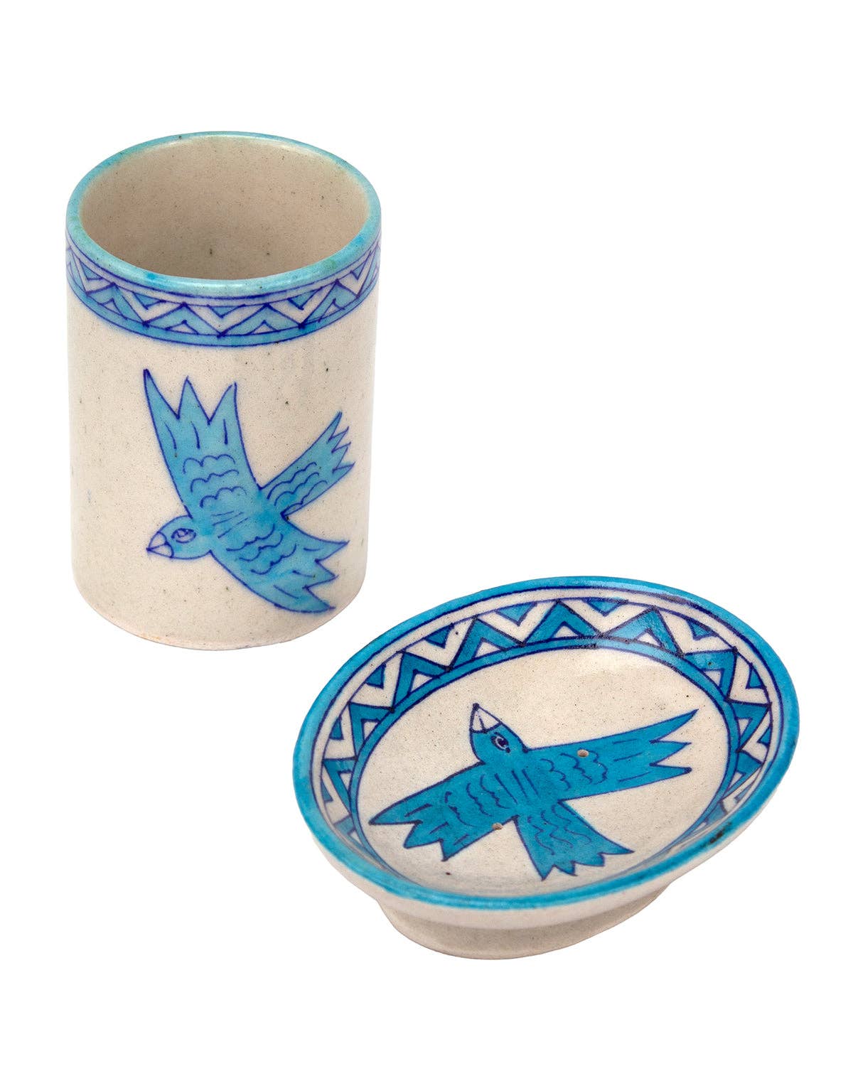 Blue Bird toothbrush holder, further view
