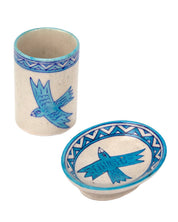 Blue Bird toothbrush holder, further view