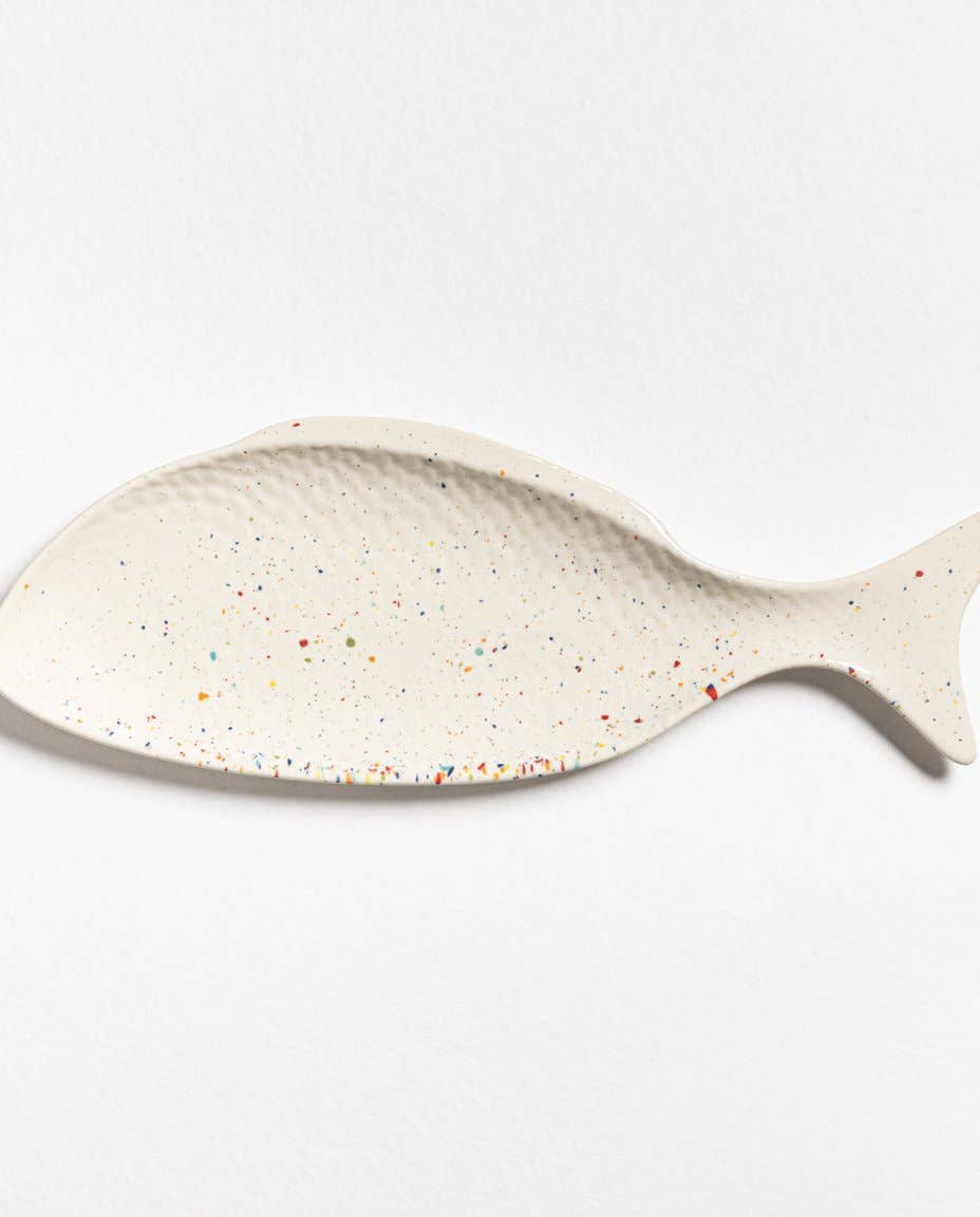 Party Stoneware Fish Platter | White