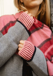 Cashmere & Merino Wrist Warmers | Burgundy Two-Tone