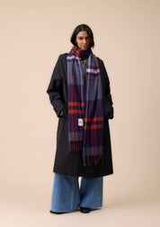 Lambswool Skinny Scarf in Blue Modern Tartan