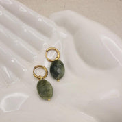 Everyday Oval Faceted Moss Hoops by Little Nell, further view