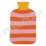 Hot Water Bottle | Stripe, Pink & Orange Lambswool