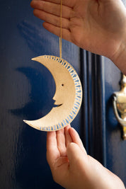 Golden Man on the Moon Screen-Printed Board Decoration