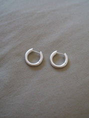 Roake Studio | Wendy Medium Chunky Brushed Silver Hoop Earrings